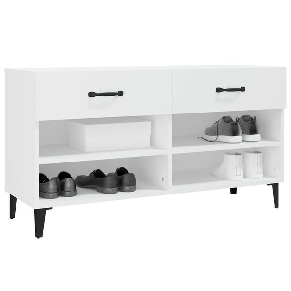 vidaXL Armoire &agrave; chaussures Blanc 102x35x55 cm Bois d'ing&eacute;nierie