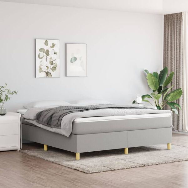 vidaXL Sommier &agrave; lattes de lit avec matelas Gris clair 180x200cm Tissu