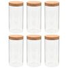 vidaXL 6pcs Pots de conservation en verre et couvercle en li&egrave;ge 1400ml
