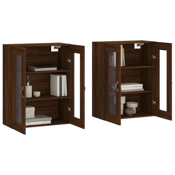 vidaXL Armoires murales 2 pcs ch&ecirc;ne marron bois d'ing&eacute;nierie