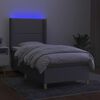 vidaXL Sommier &agrave; lattes de lit matelas LED Gris clair 90x200cm Tissu