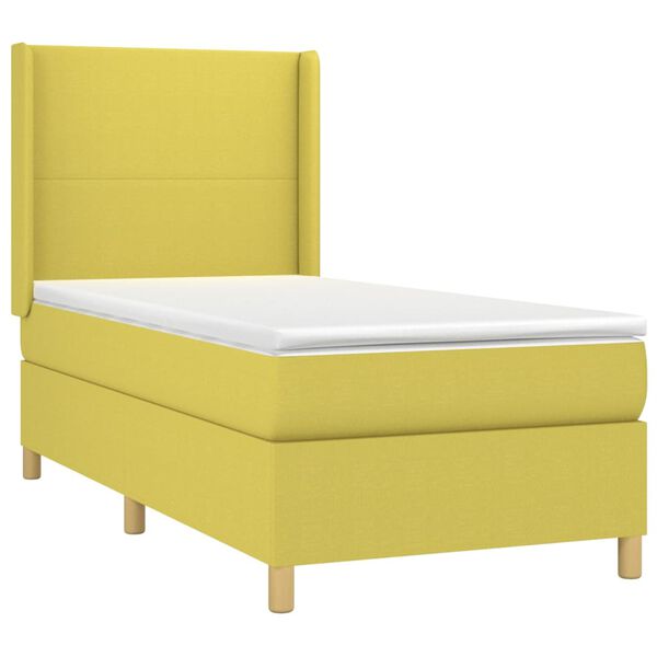 vidaXL Sommier &agrave; lattes de lit matelas et LED Vert 90x200 cm Tissu