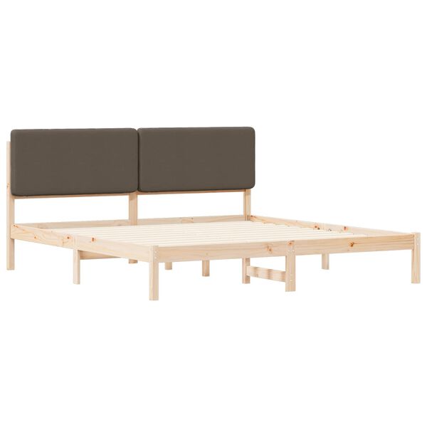 vidaXL Cadre de lit avec t&ecirc;te de lit rembourr&eacute;e Taupe 180 x 200 cm