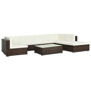 vidaXL Salon de jardin 8 pcs avec coussins r&eacute;sine tress&eacute;e marron