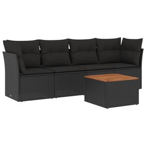 vidaXL Salon de jardin 5 pcs avec coussins noir r&eacute;sine tress&eacute;e