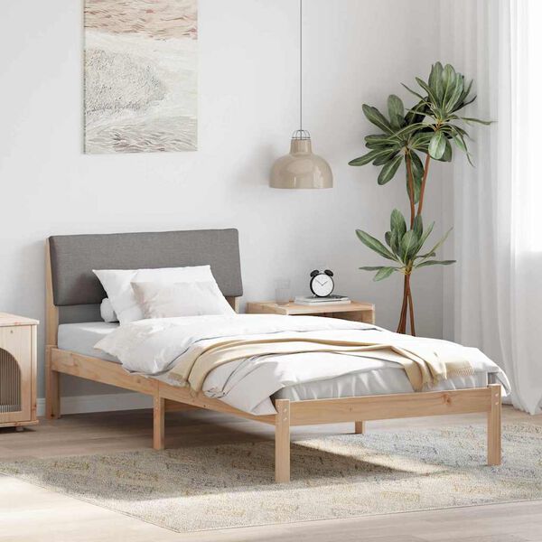 vidaXL Cadre de lit Marron et taupe 90 x 200 cm Bois massif en pin