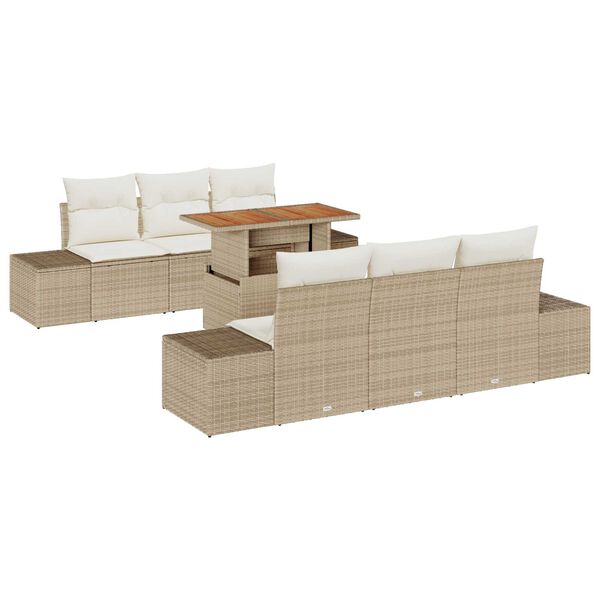 vidaXL Ensemble de salle &agrave; manger pour jardin 7 pcs Beige et cr&egrave;me