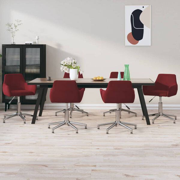 vidaXL Chaises pivotantes &agrave; manger lot de 6 Rouge bordeaux Velours
