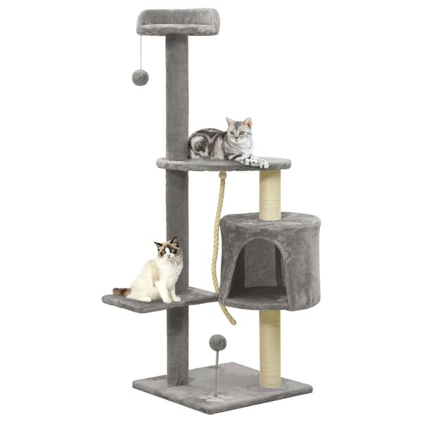 vidaXL Arbre &agrave; chat avec griffoirs en sisal Gris 120 cm