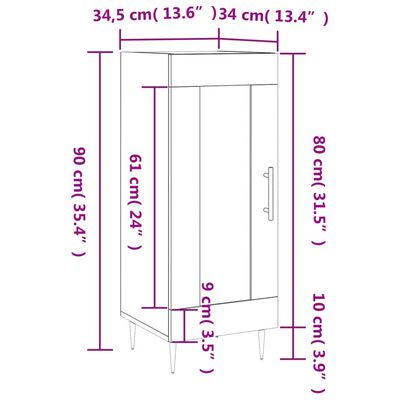 vidaXL Buffet Chêne sonoma 34,5x34x90 cm Bois d'ingénierie