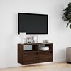 vidaXL Meuble TV mural avec lumi&egrave;res LED ch&ecirc;ne marron 80x31x45 cm