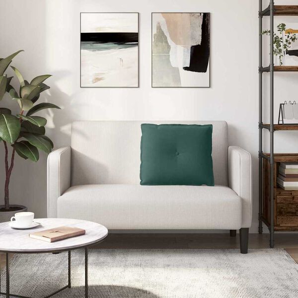 vidaXL Coussin de Dos Vert fonc&eacute; 60 x 50 cm Tissu en velours c&ocirc;tel&eacute;