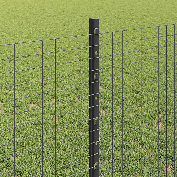 vidaXL Cl&ocirc;ture avec poteau Gris 0,8 x 10 m Acier et PVC