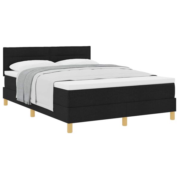 vidaXL Lit &agrave; ressorts avec matelas Noir 140 x 200 cm tissu