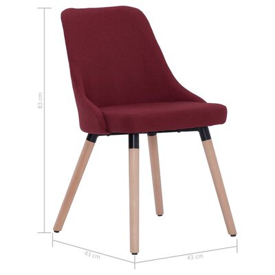 283633 vidaXL Dining Chairs 2 pcs Wine Red Fabric