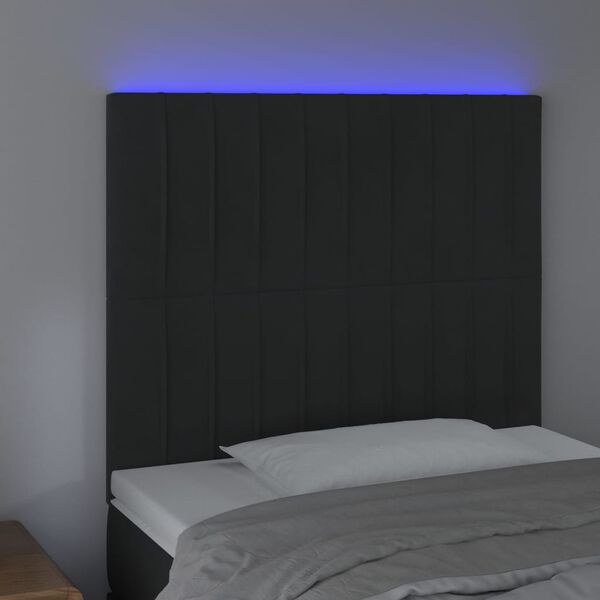 vidaXL T&ecirc;te de lit &agrave; LED Noir 90x5x118/128 cm Velours
