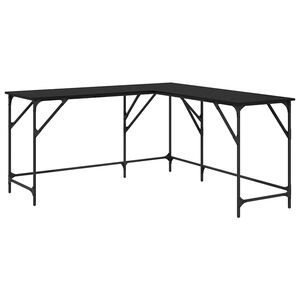 vidaXL Bureau Ch&ecirc;ne noir Bois d'ing&eacute;nierie 149 x 149 x 75 cm