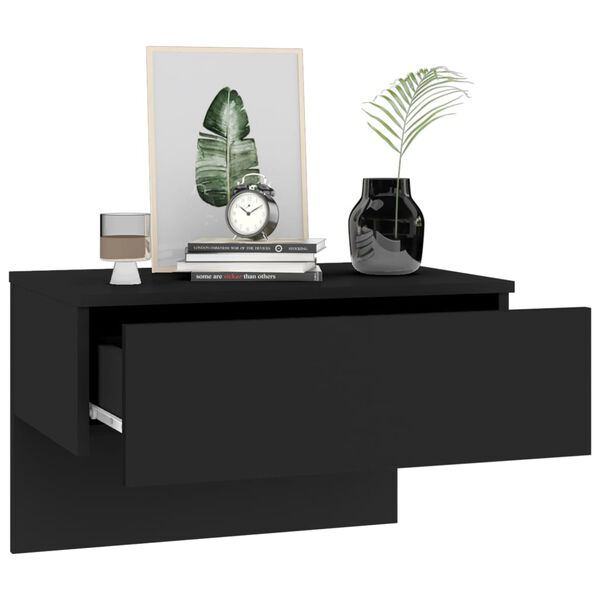 vidaXL Tables de chevet murales 2 pcs Noir