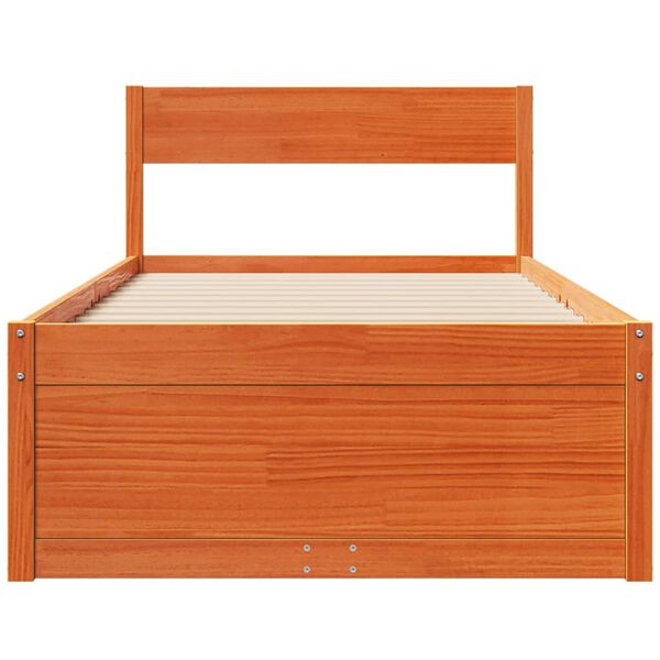 vidaXL Cadre de lit sans matelas cire marron 90x190 cm bois pin massif