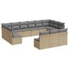 vidaXL Salon de jardin avec coussins 13 pcs beige r&eacute;sine tress&eacute;e