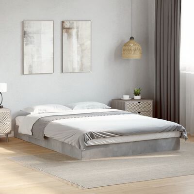 vidaXL Cadre de lit sans matelas gris béton 140x190 cm