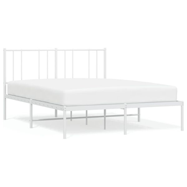 vidaXL Cadre de lit métal sans matelas et tête de lit blanc 140x200 cm