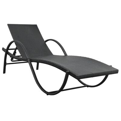 vidaXL Chaises longues lot de 2 avec table Résine tressée Noir