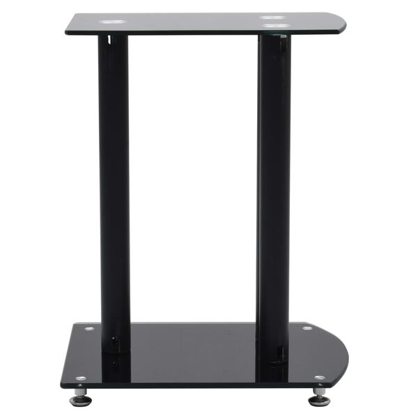 vidaXL Supports de haut-parleur Aluminium 2 pcs Verre de s&eacute;curit&eacute; Noir