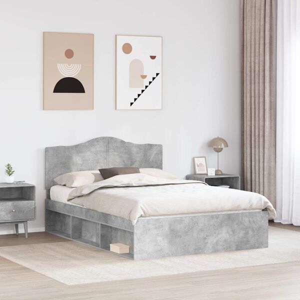 vidaXL Cadre de lit Gris B&eacute;ton 150 x 200 cm Pin massif