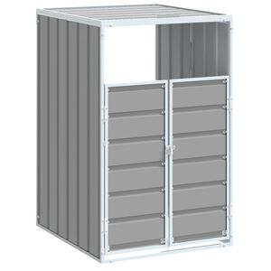 vidaXL Rangement &agrave; roulettes pour poubelles pour bac unique gris acier