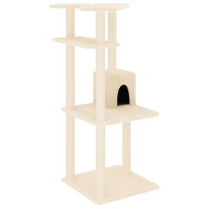 vidaXL Arbre &agrave; chat avec griffoirs en sisal cr&egrave;me 123 cm