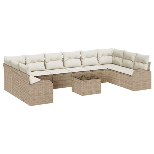 vidaXL Ensemble de Canap&eacute;s 11 pcs Beige et cr&egrave;me polyrotin