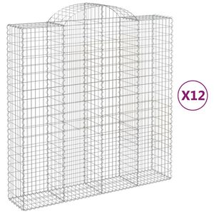 vidaXL Paniers &agrave; gabions arqu&eacute;s 12 pcs 200x50x200/220 cm Fer galvanis&eacute;