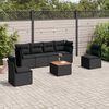 vidaXL Salon de jardin 7 pcs avec coussins noir r&eacute;sine tress&eacute;e
