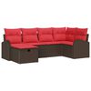 vidaXL Ensemble de Canap&eacute;s 6 pcs Marron et rouge polyrotin