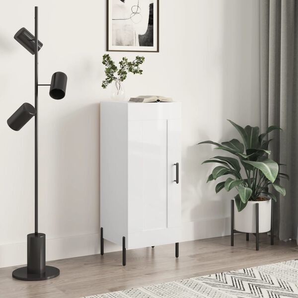 vidaXL Buffet Blanc brillant 34,5x34x90 cm Bois d'ing&eacute;nierie