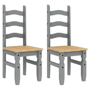 vidaXL Chaises &agrave; manger lot de 2 Corona gris bois massif de pin