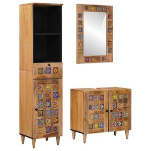 vidaXL Ensemble de mobilier de salle de bain avec tiroir 3 pcs Naturel