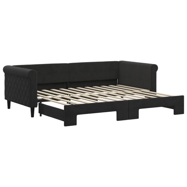 vidaXL Lit de jour avec gigogne sans matelas noir 90x200 cm