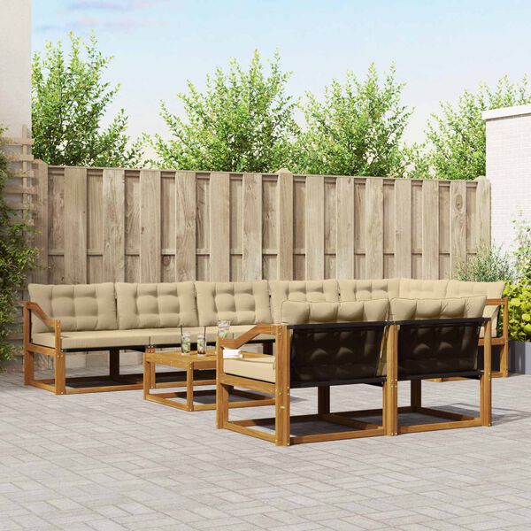 vidaXL Ensemble de canap&eacute;s d'ext&eacute;rieur 9 pcs Naturel et Beige