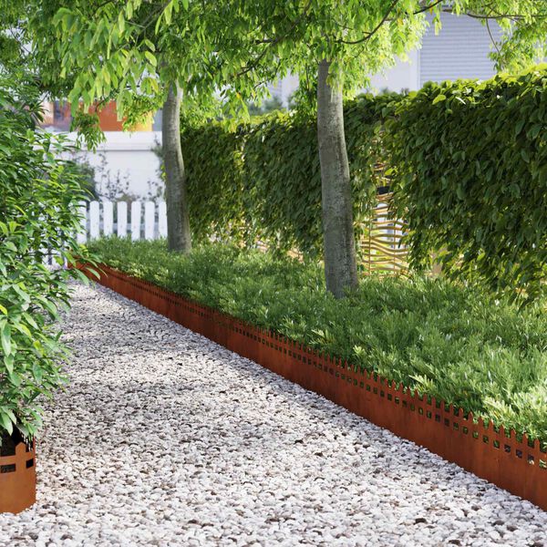 vidaXL Bordures de pelouse 10 pcs Rouill&eacute; 103 x 0,05 x 22 cm