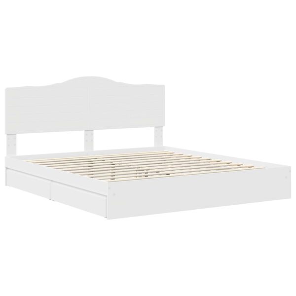 vidaXL Lit de Rangement Blanc 180 x 200 cm Bois d'ing&eacute;nierie