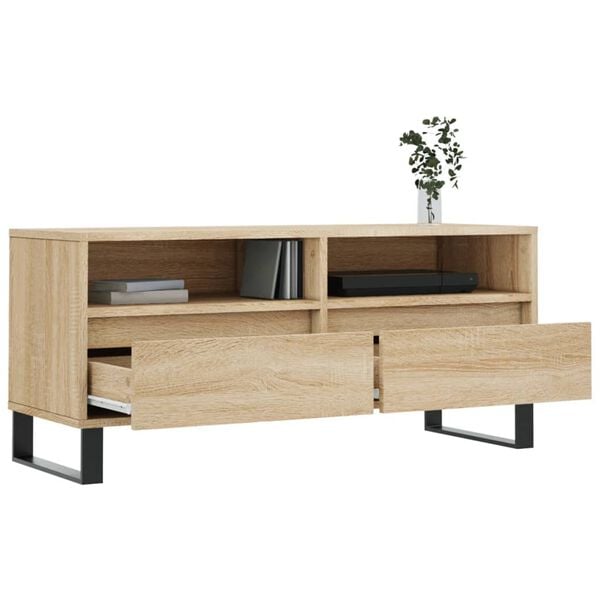 vidaXL Meuble TV chêne sonoma 100x34,5x44,5 cm bois d'ingénierie