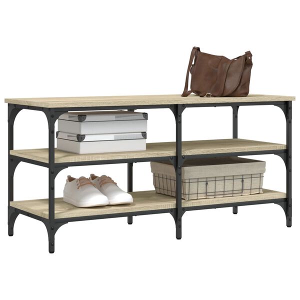 vidaXL Banc &agrave; chaussures ch&ecirc;ne sonoma 100x38,5x49 cm bois d'ing&eacute;nierie