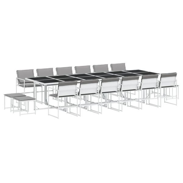 vidaXL Ensemble &agrave; manger de jardin avec coussins 17pcs blanc textil&egrave;ne
