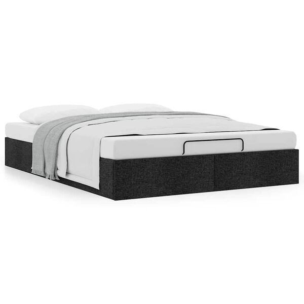 vidaXL Cadre de lit ottoman sans matelas noir 140x200 cm tissu