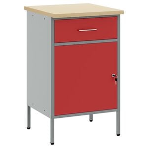 vidaXL &Eacute;tabli Rouge et Gris 50 x 55 x 85 cm Bois d'ing&eacute;nierie et acier