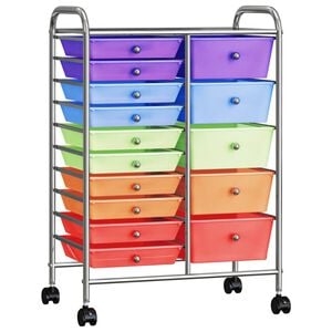 vidaXL Chariot rangement mobile &agrave; 15 tiroirs XXL Multicolore Plastique