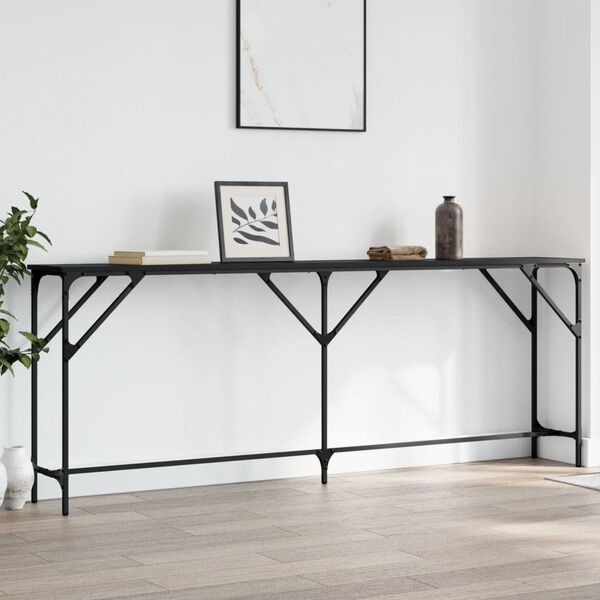 vidaXL Table console noir 200x29x75 cm bois d'ingénierie