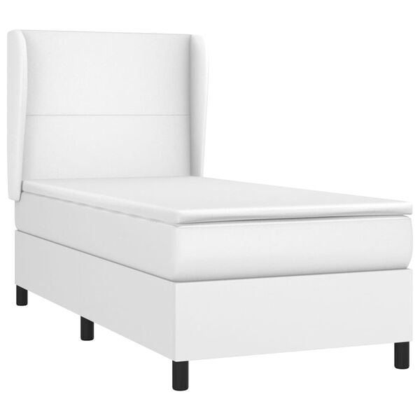 vidaXL Sommier &agrave; lattes de lit avec matelas Blanc 100x200cm Similicuir